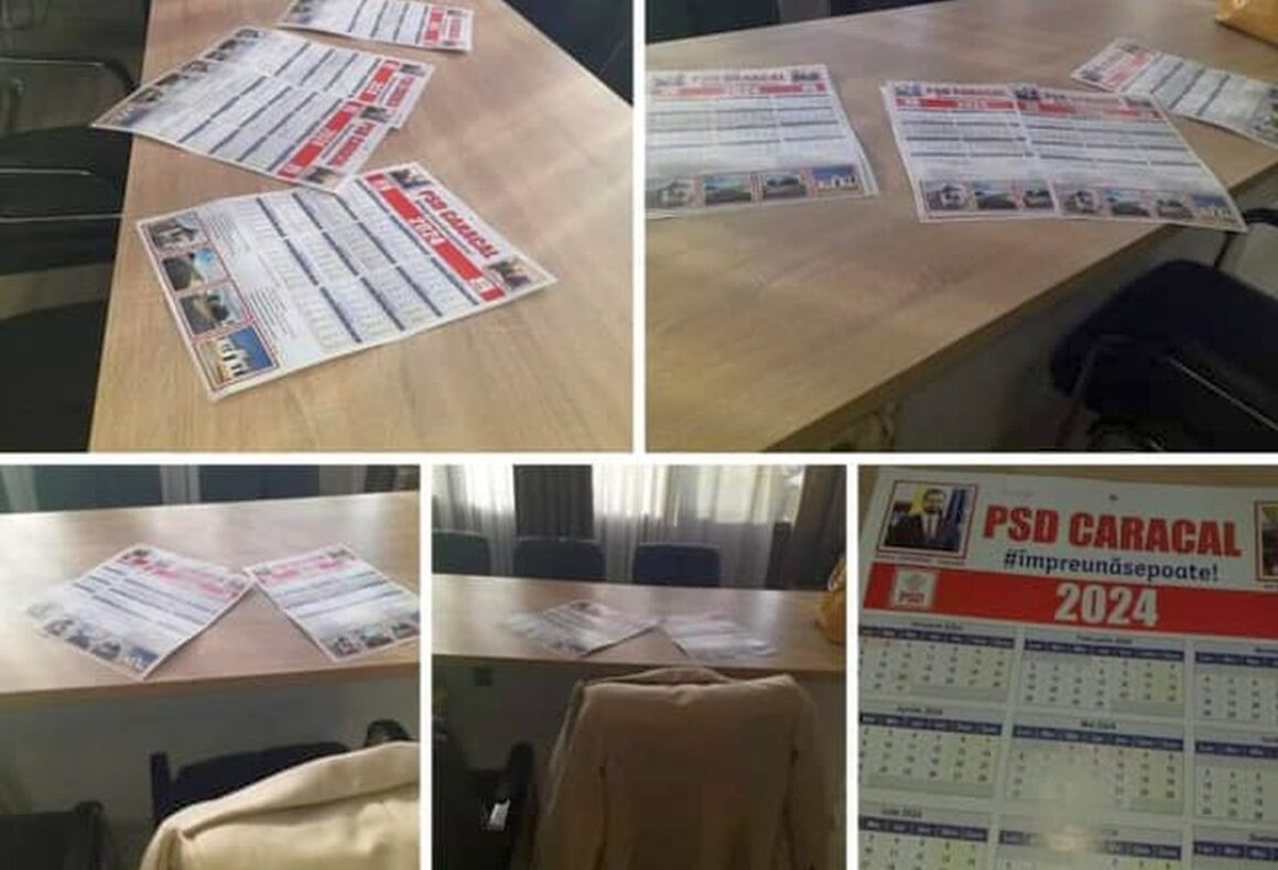 afise-electorale-psd-olt-licee.jpg Un Lider PNL Acuză PSD Că Face Propagandă Politică în Licee Din Olt. Calendare Cu Sigla Partidului și Poza Primarului Ion Doldurea