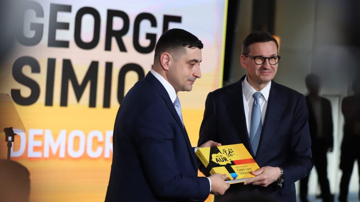 George Simion şi-a depus candidatura la alegerile prezidenţiale cu Mateusz Morawiecki