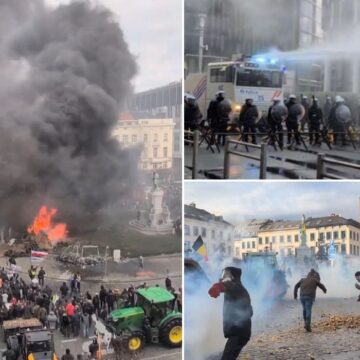 poliția a pus tunurile cu apă pe fermierii furioși