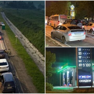criza-carburant-rusia.jpg polițiștii păzesc stațiile de aleimnetare, într-o regiune din Rusia