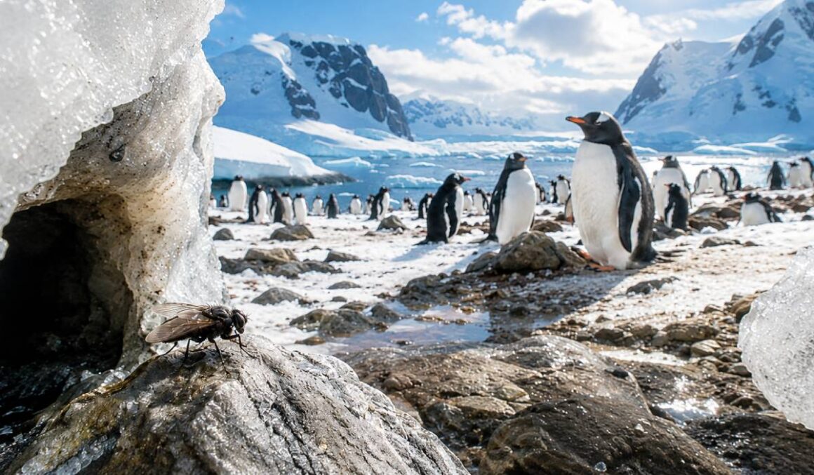 musca-printre-pingurini.jpg A traversat planeta și acum se reproduce lângă pinguini. Musca care îi îngrijorează pe cercetătorii din Antarctica